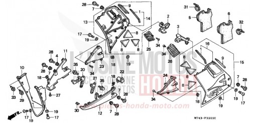 CAPOT INFERIEUR (VFR750FR/FS/FT/FV) VFR750FV de 1997